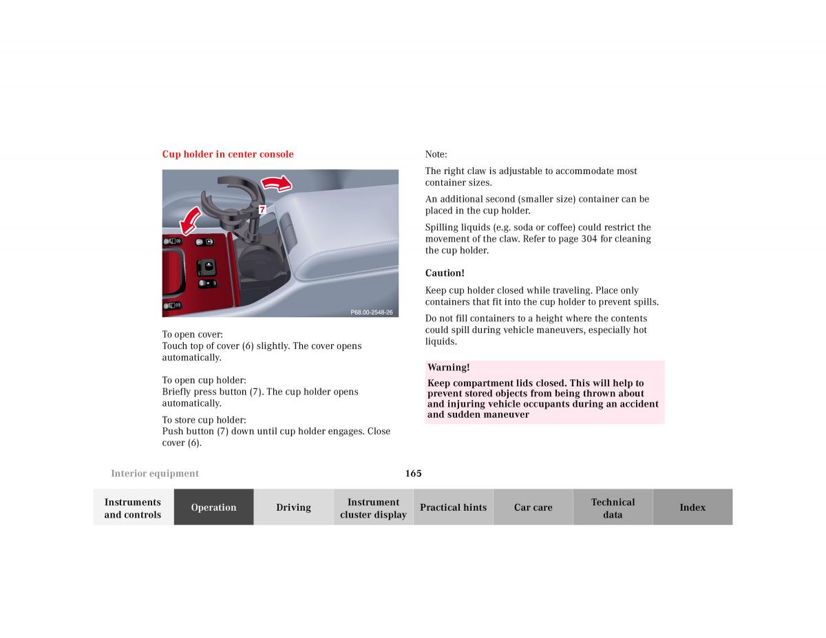 Mercedes Benz E Class W210 owners manual / page 168