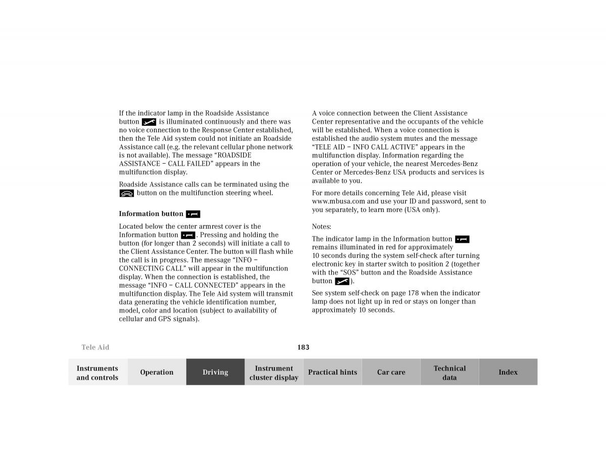 Mercedes Benz E Class W210 owners manual / page 186