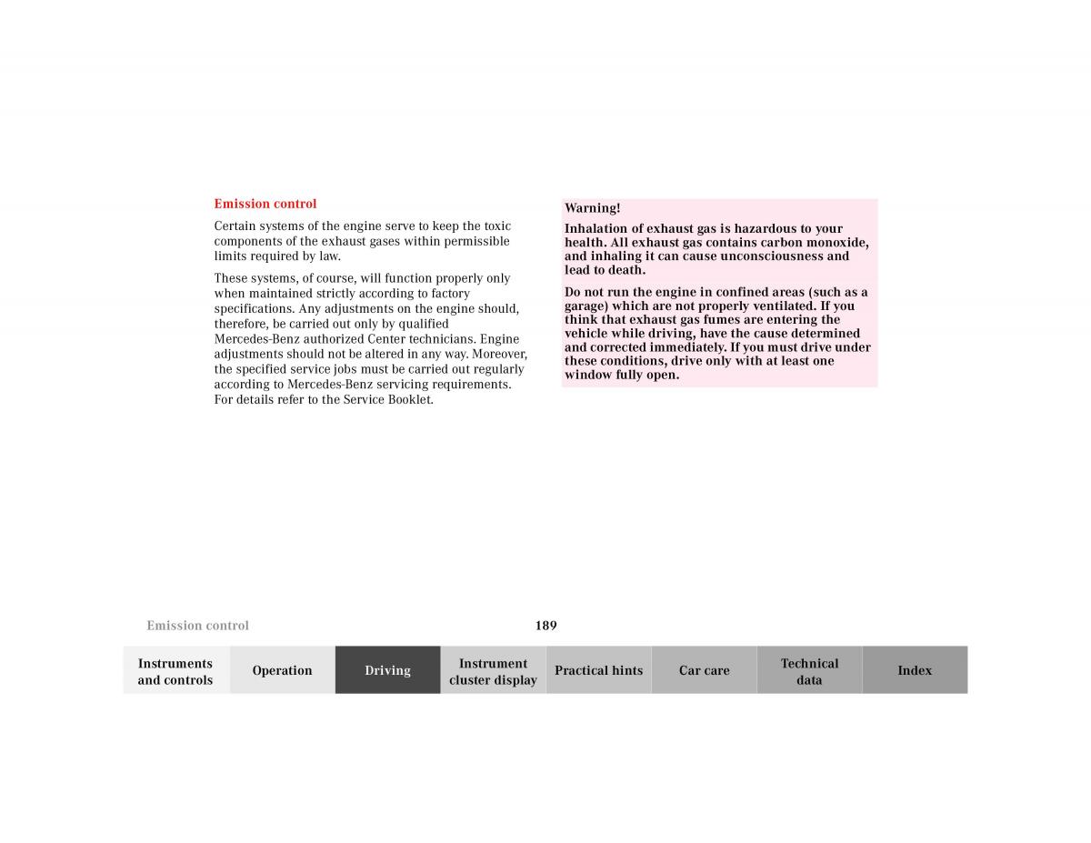 Mercedes Benz E Class W210 owners manual / page 192