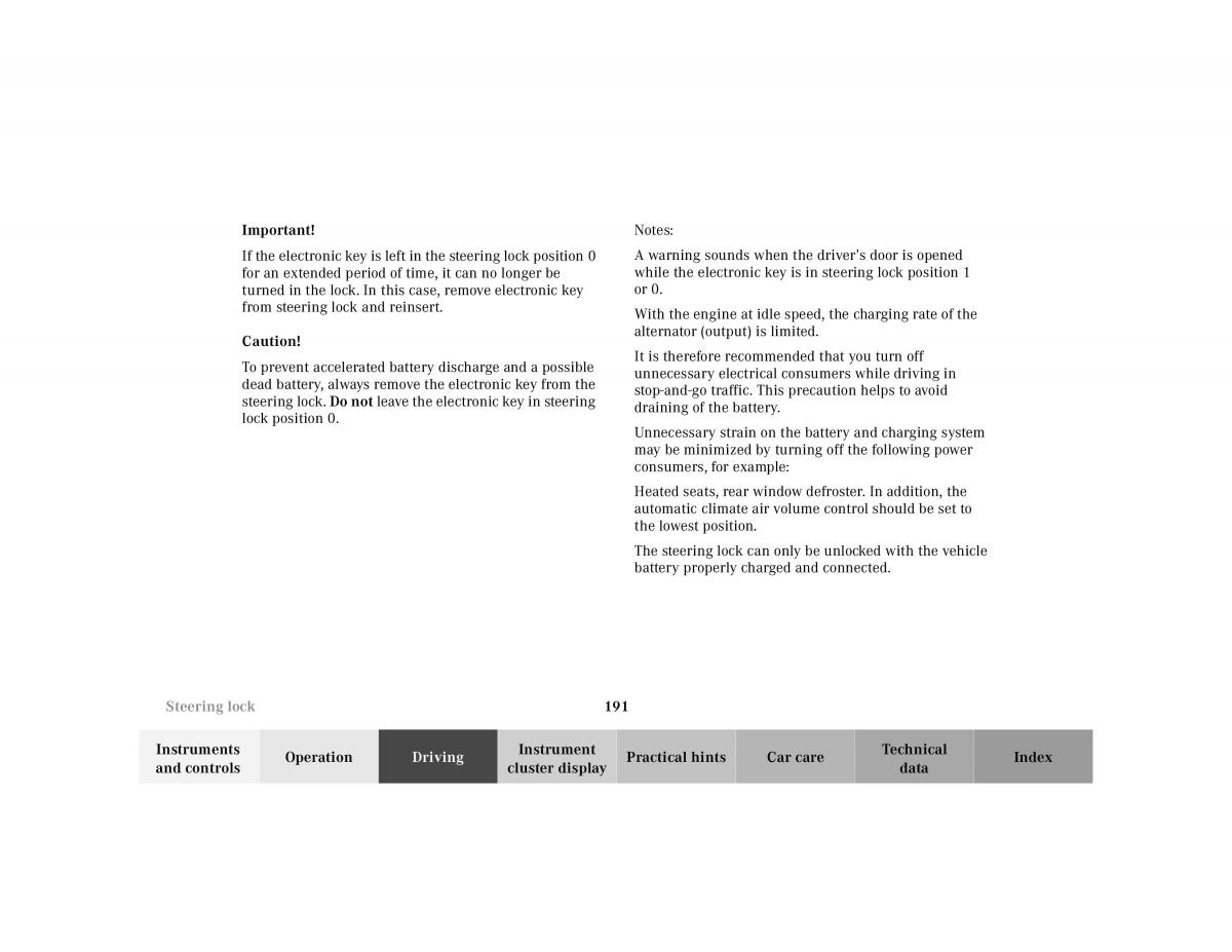 Mercedes Benz E Class W210 owners manual / page 194
