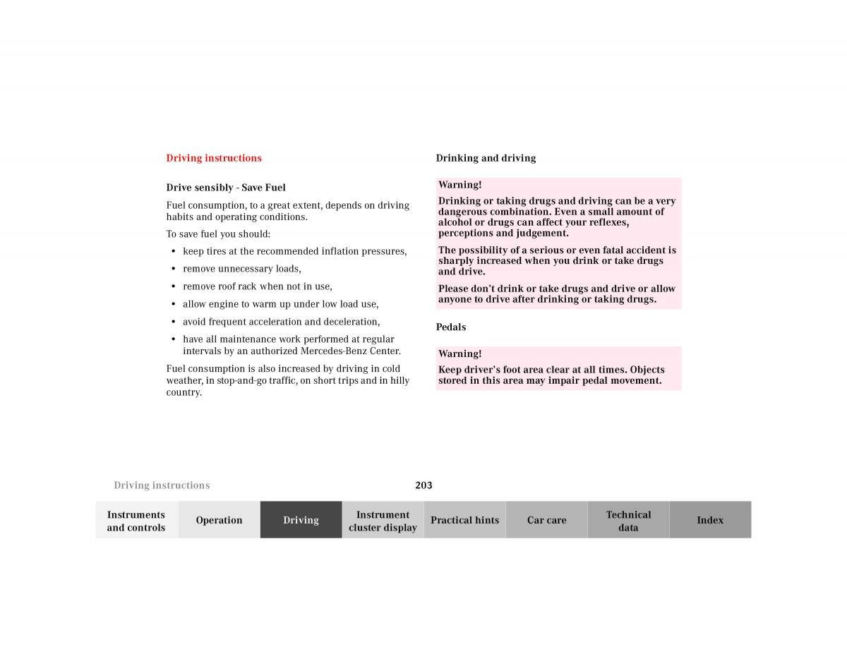 Mercedes Benz E Class W210 owners manual / page 206