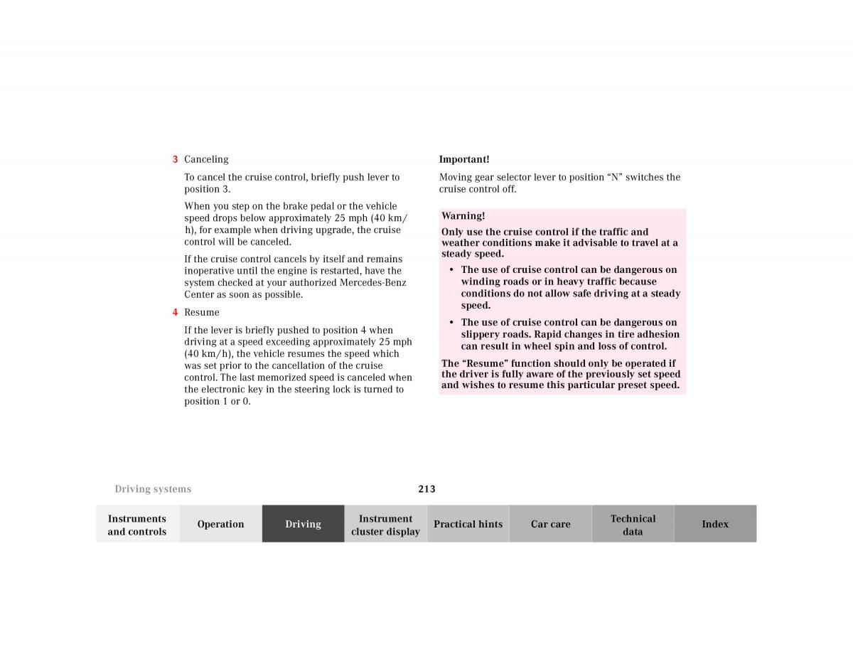 Mercedes Benz E Class W210 owners manual / page 216