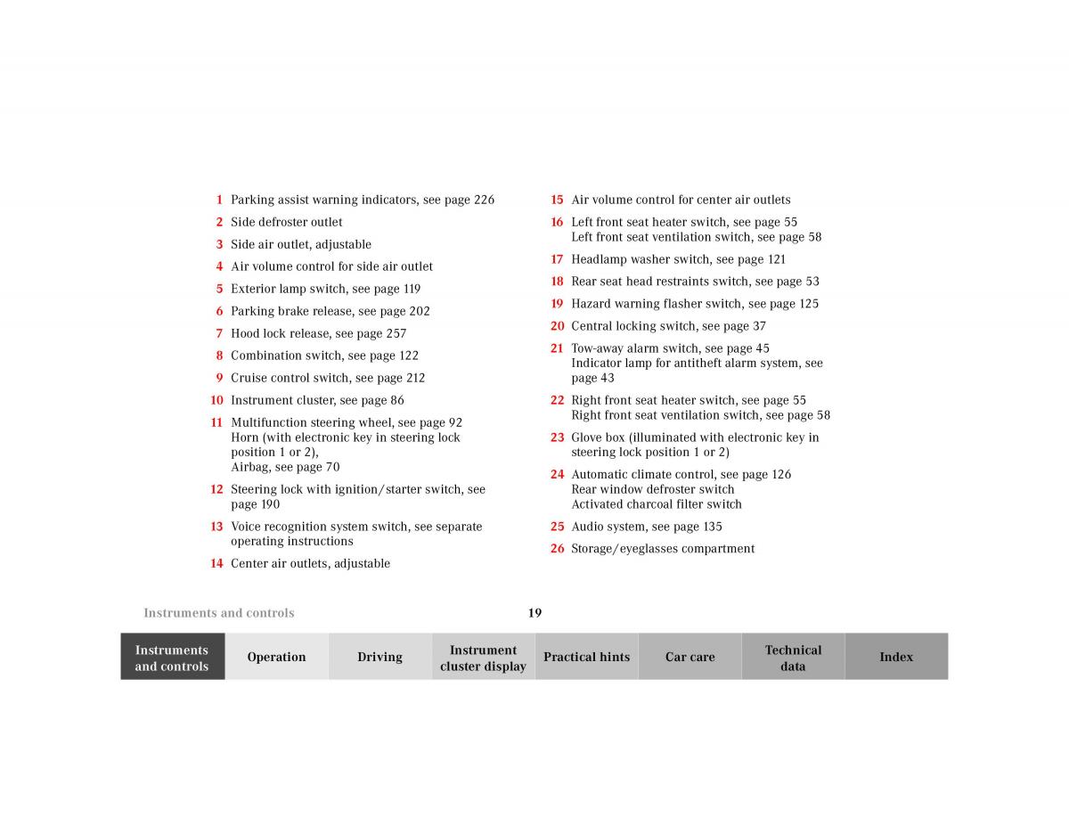 Mercedes Benz E Class W210 owners manual / page 22