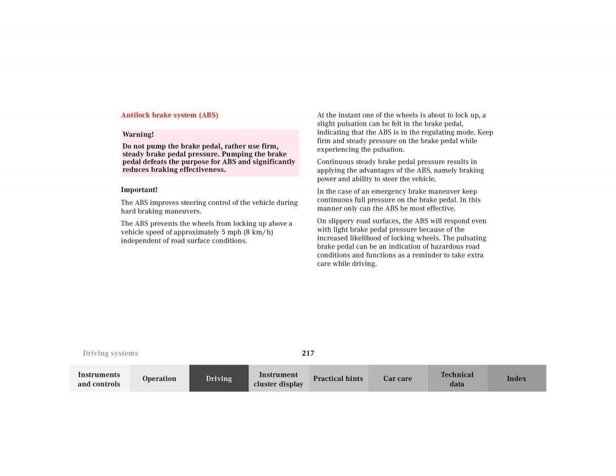Mercedes Benz E Class W210 owners manual / page 220