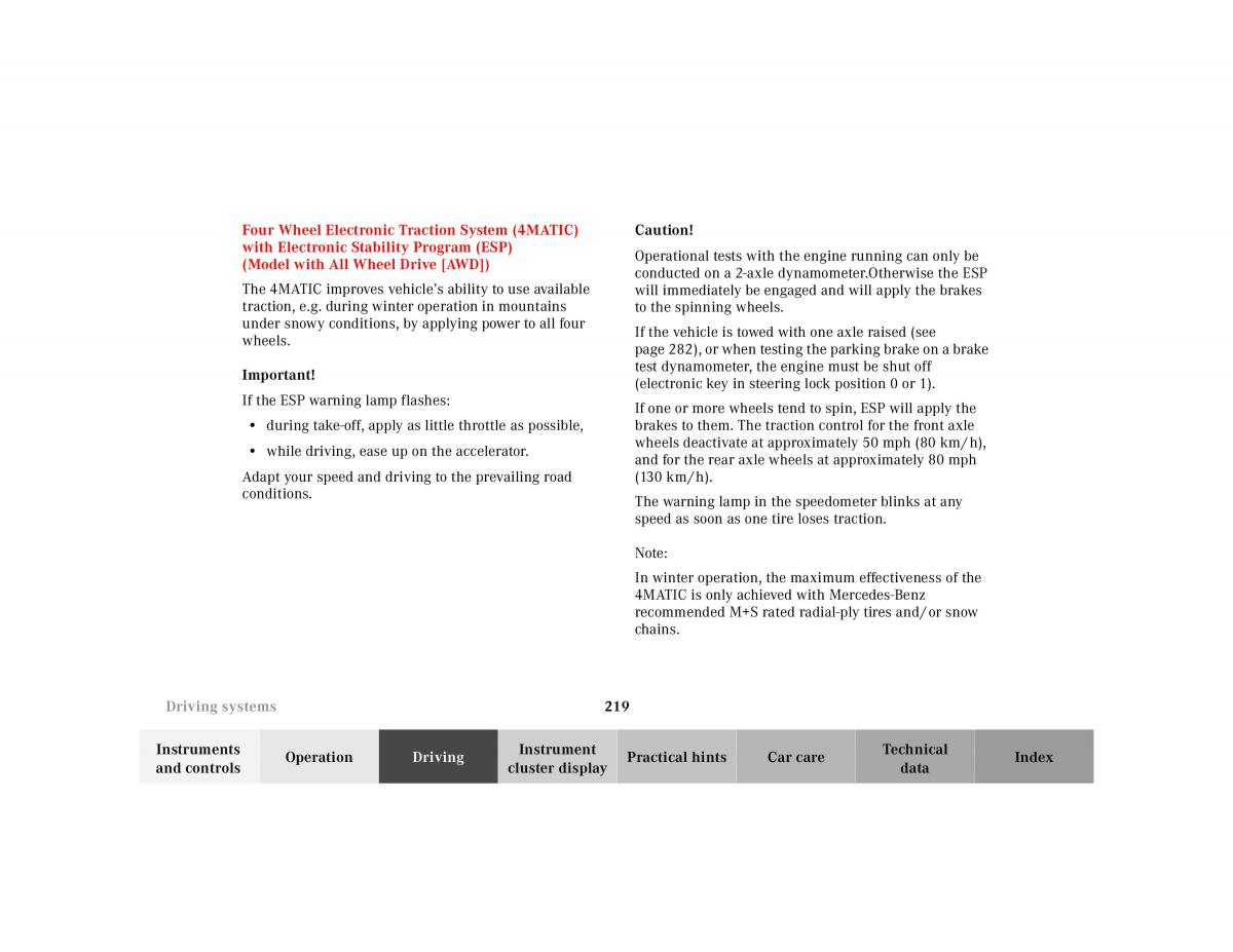 Mercedes Benz E Class W210 owners manual / page 222