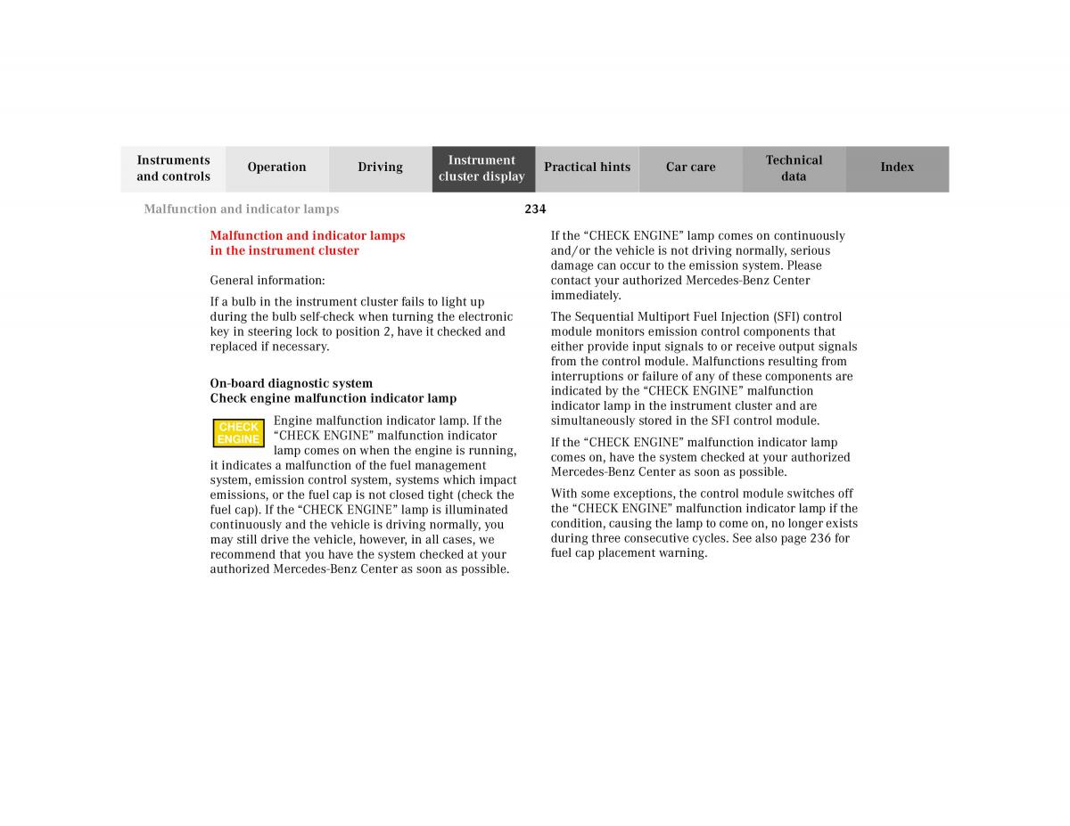 Mercedes Benz E Class W210 owners manual / page 237