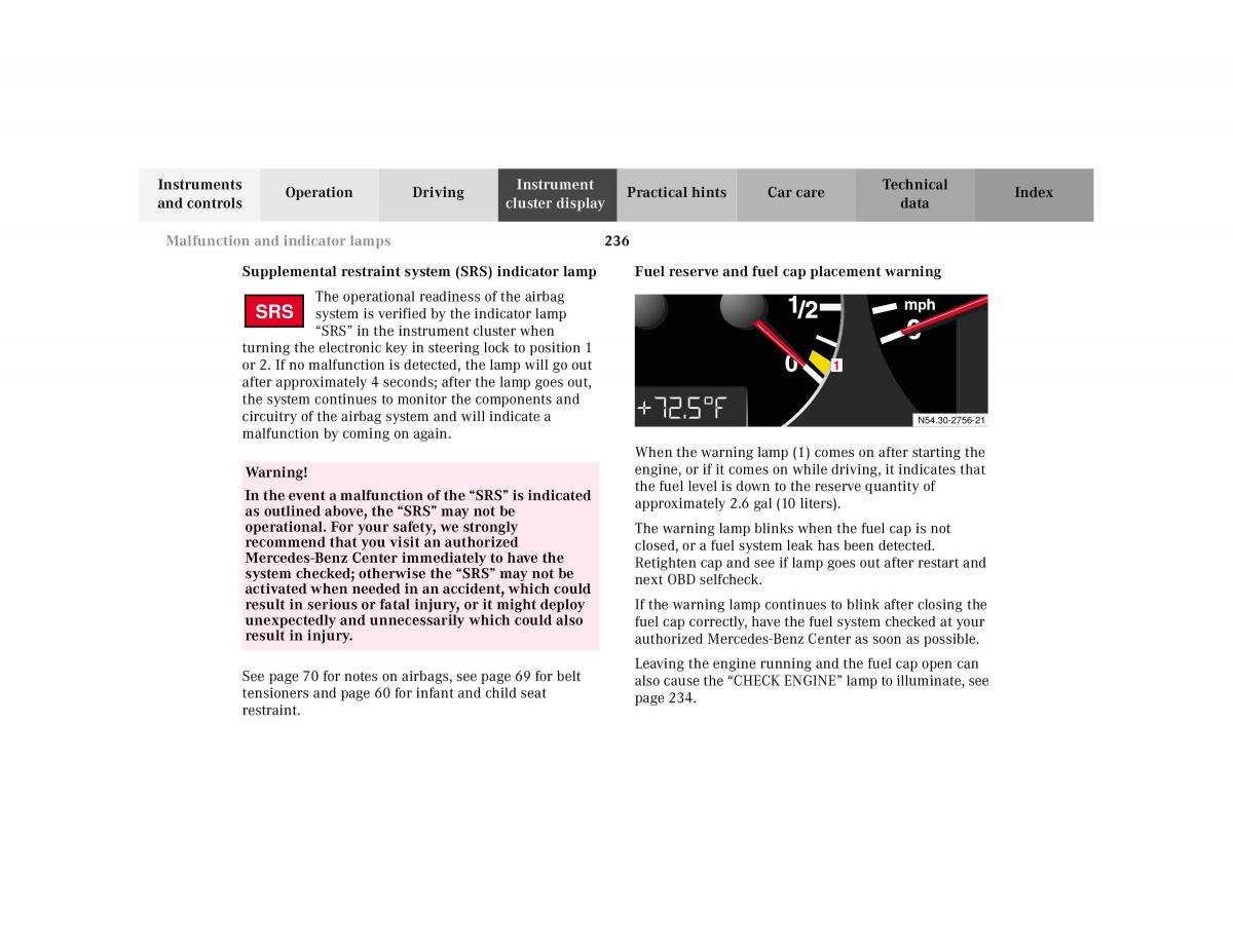 Mercedes Benz E Class W210 owners manual / page 239