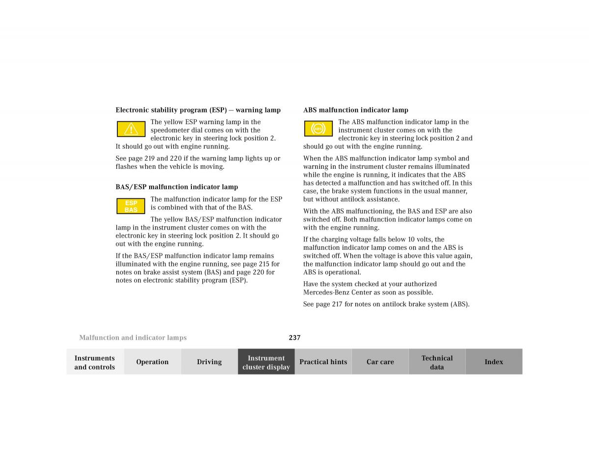 Mercedes Benz E Class W210 owners manual / page 240