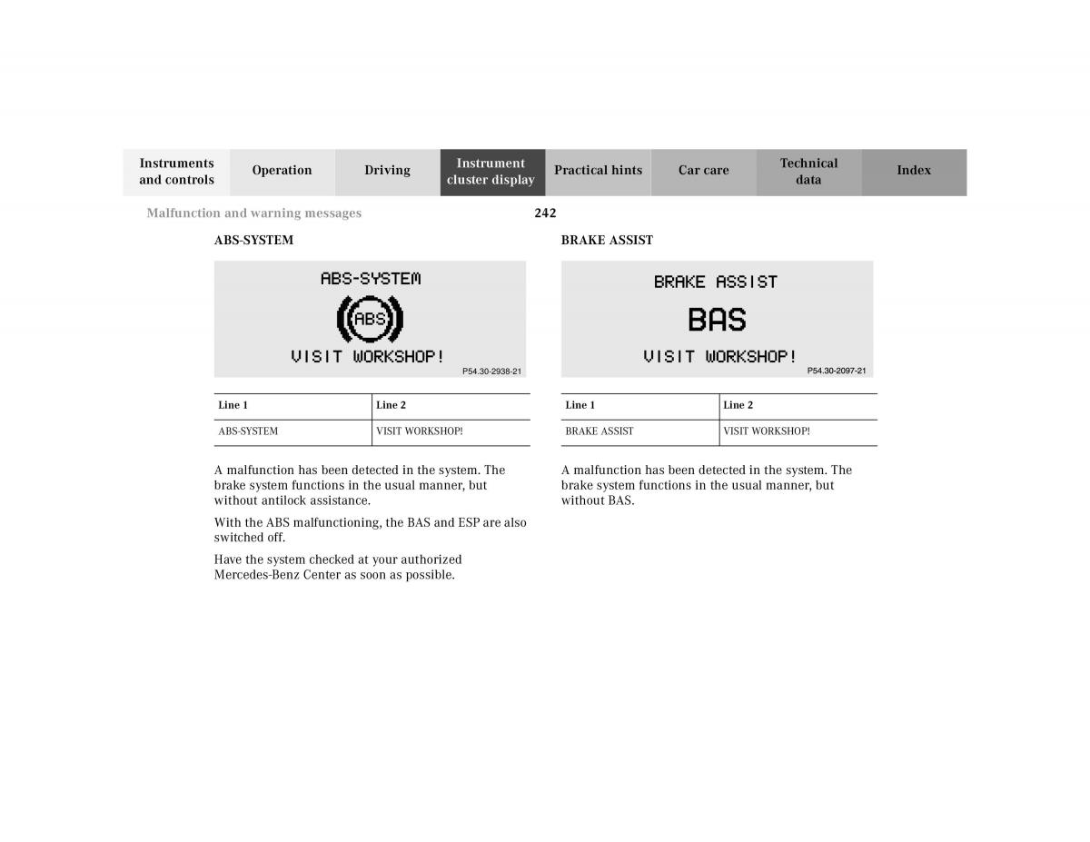 Mercedes Benz E Class W210 owners manual / page 245