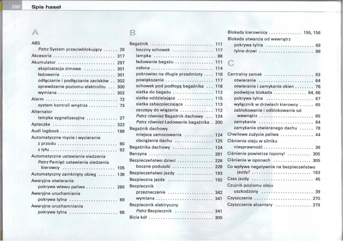 Audi A6 C5 instrukcja obslugi / page 377