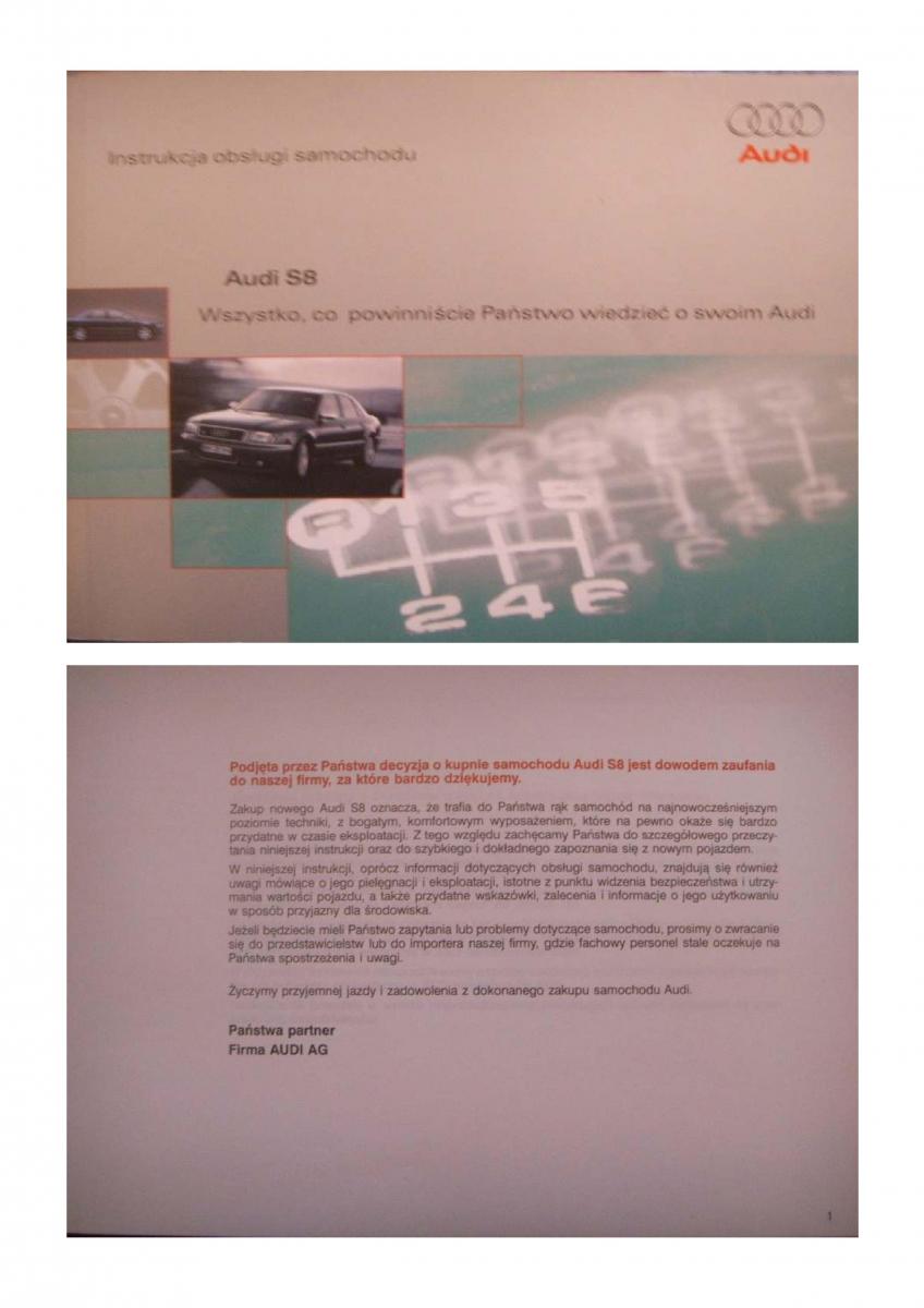 Audi S8 D2 instrukcja obslugi / page 1