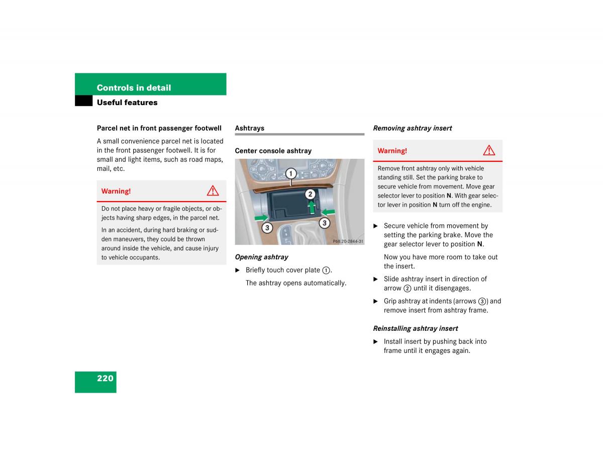 Mercedes Benz C Class W203 owners manual / page 220