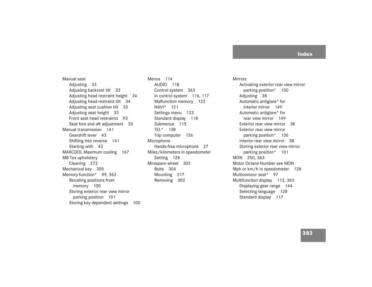 Mercedes Benz C Class W203 owners manual / page 383