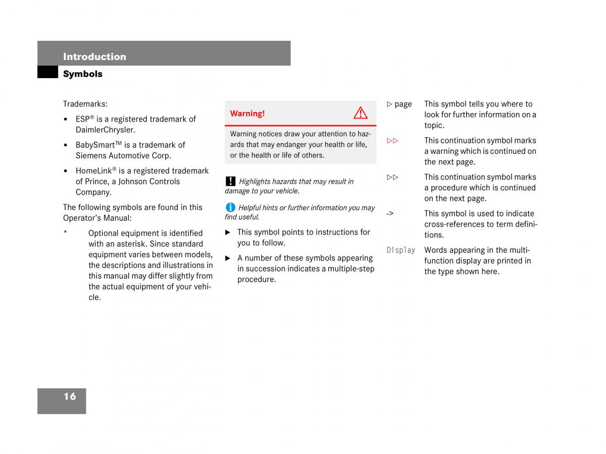 Mercedes Benz GL Class X164 owners manual / page 17