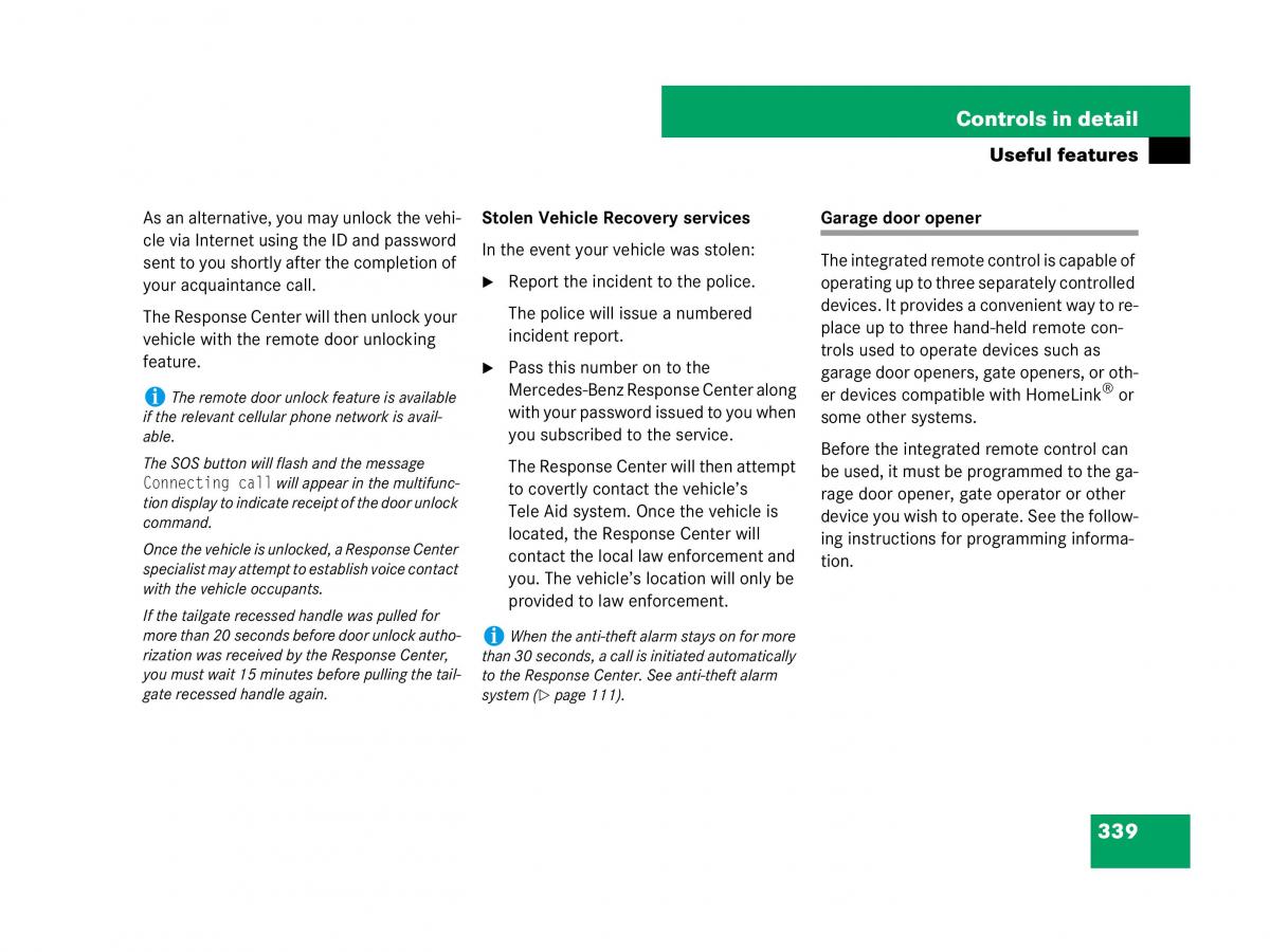 Mercedes Benz GL Class X164 owners manual / page 340