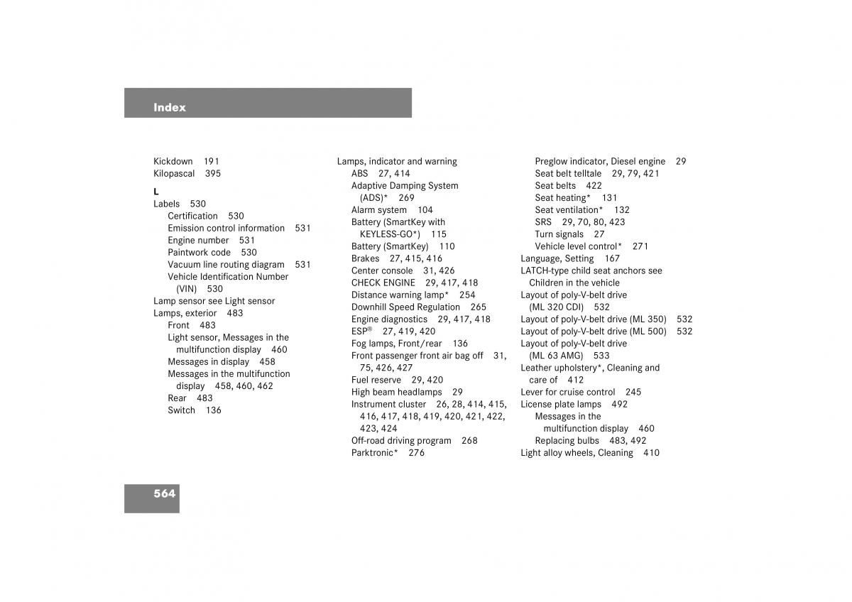 Mercedes Benz ML W164 owners manual / page 565