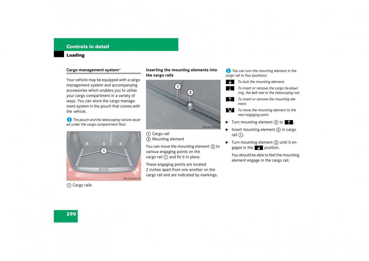 Mercedes Benz ML W164 owners manual / page 291