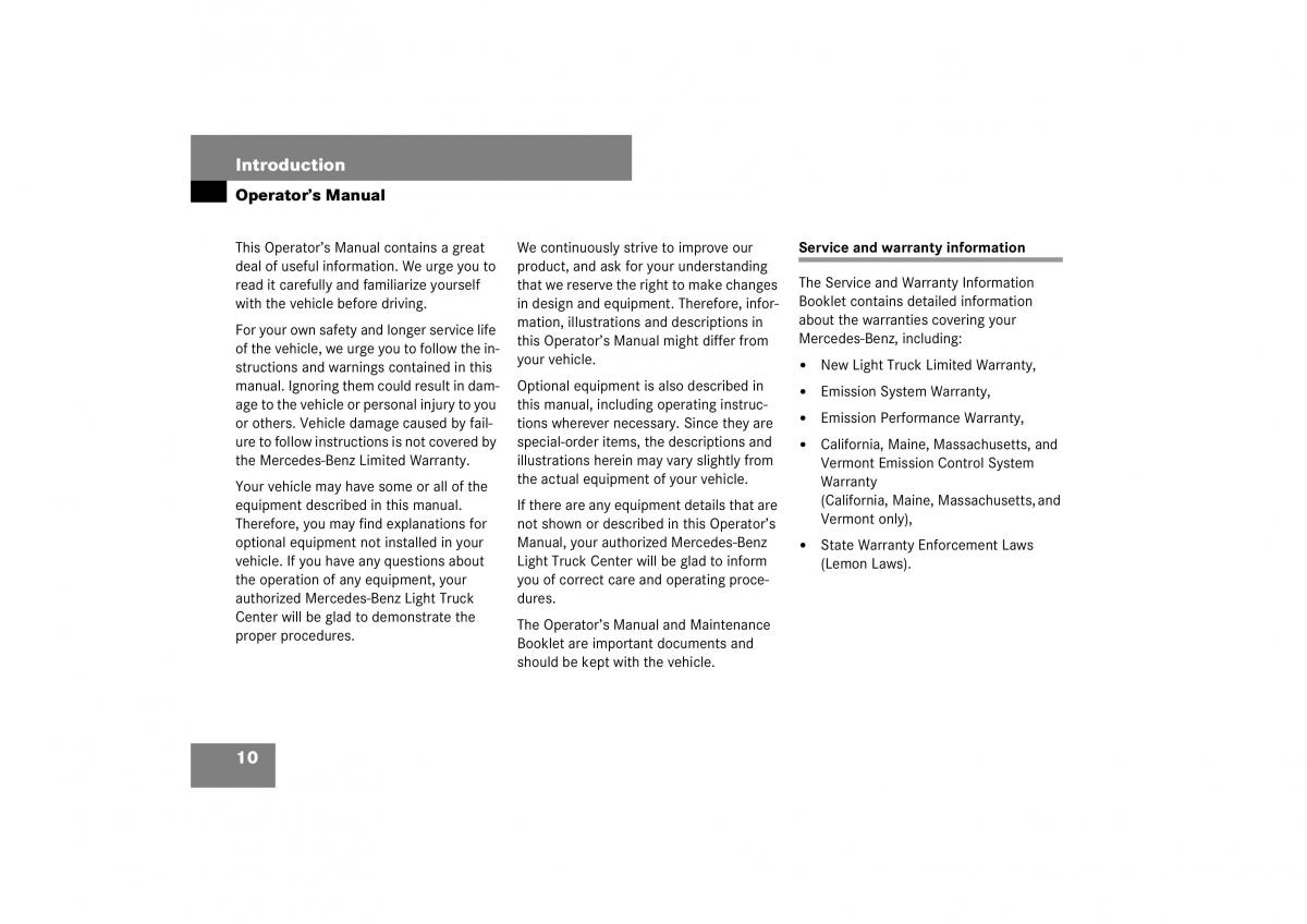 Mercedes Benz ML W164 owners manual / page 11