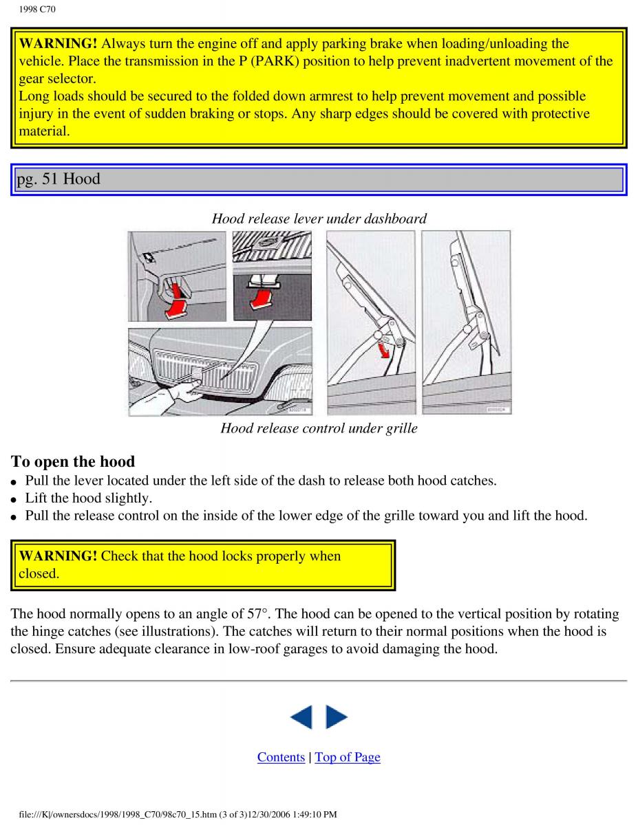 Volvo C70 NI N1 owners manual / page 68