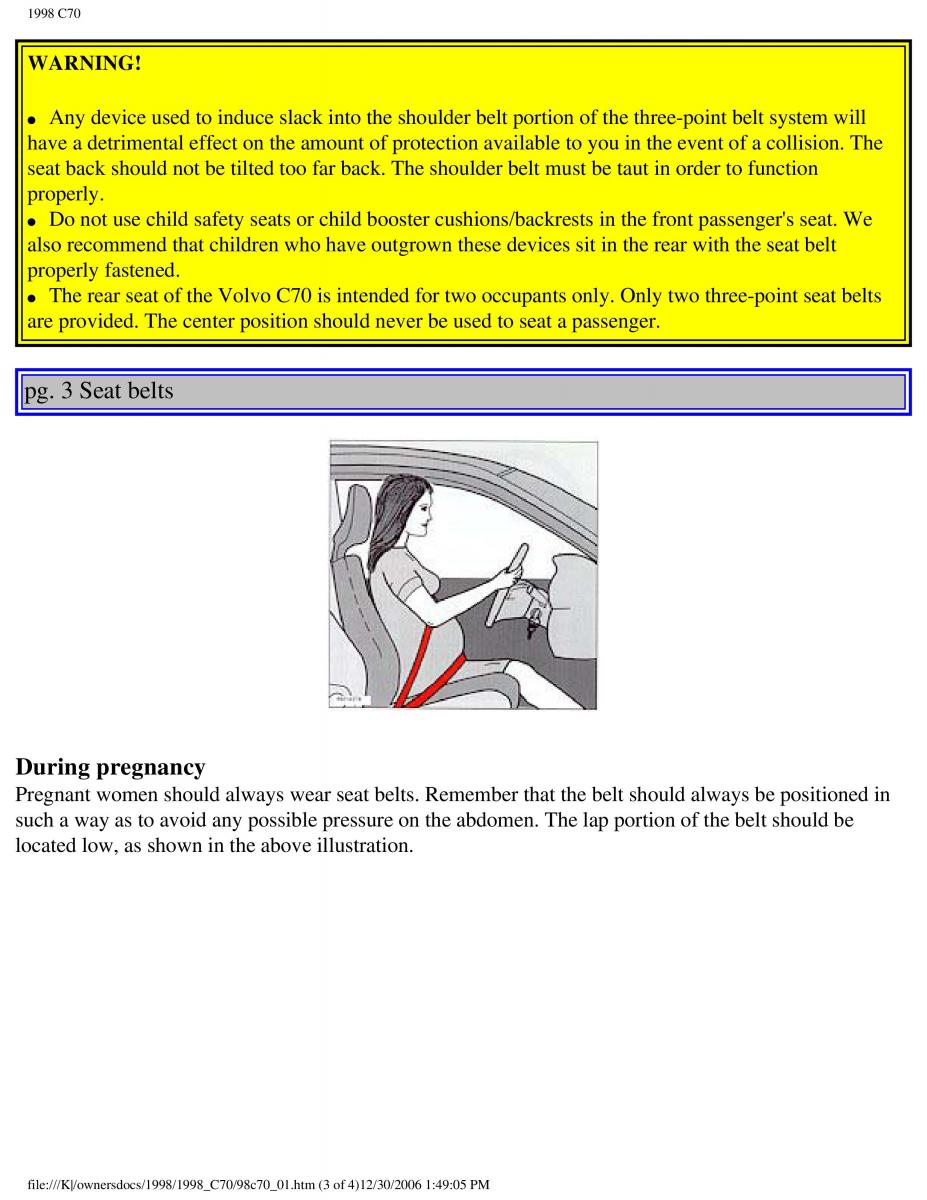 Volvo C70 NI N1 owners manual / page 7