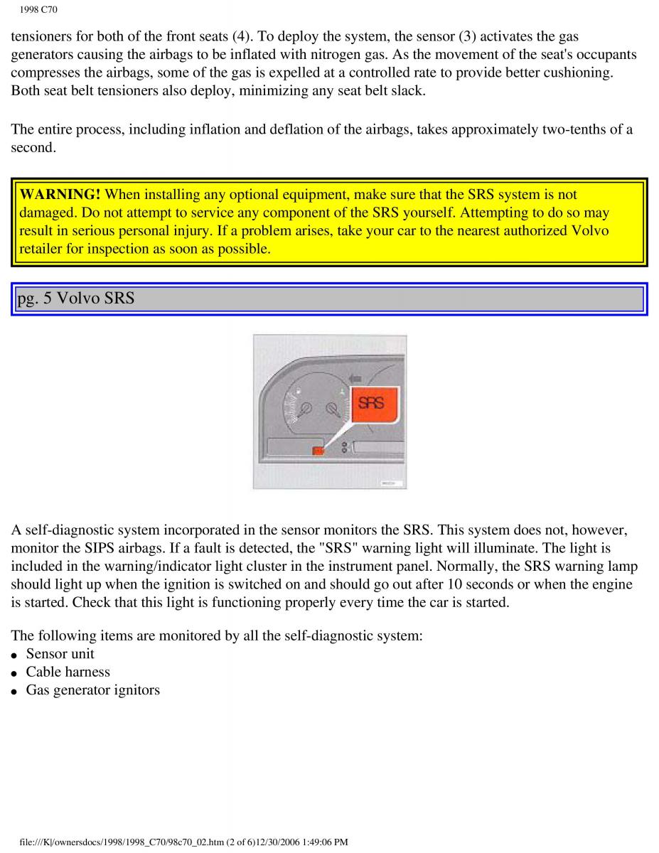 Volvo C70 NI N1 owners manual / page 10