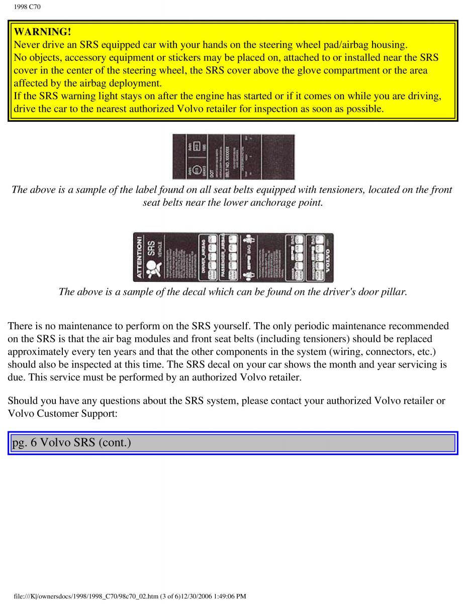 manual  Volvo C70 NI N1 owners manual / page 11