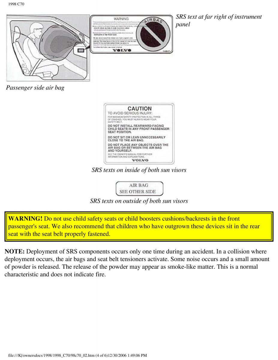 Volvo C70 NI N1 owners manual / page 12