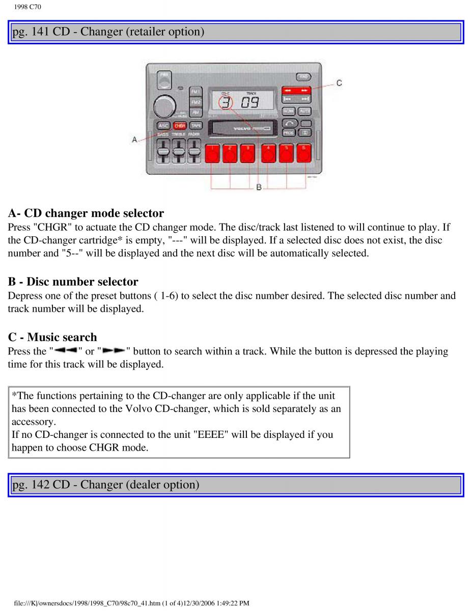 Volvo C70 NI N1 owners manual / page 169