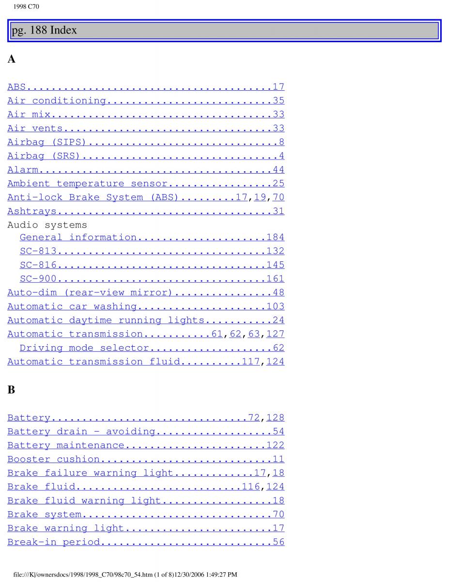 Volvo C70 NI N1 owners manual / page 218