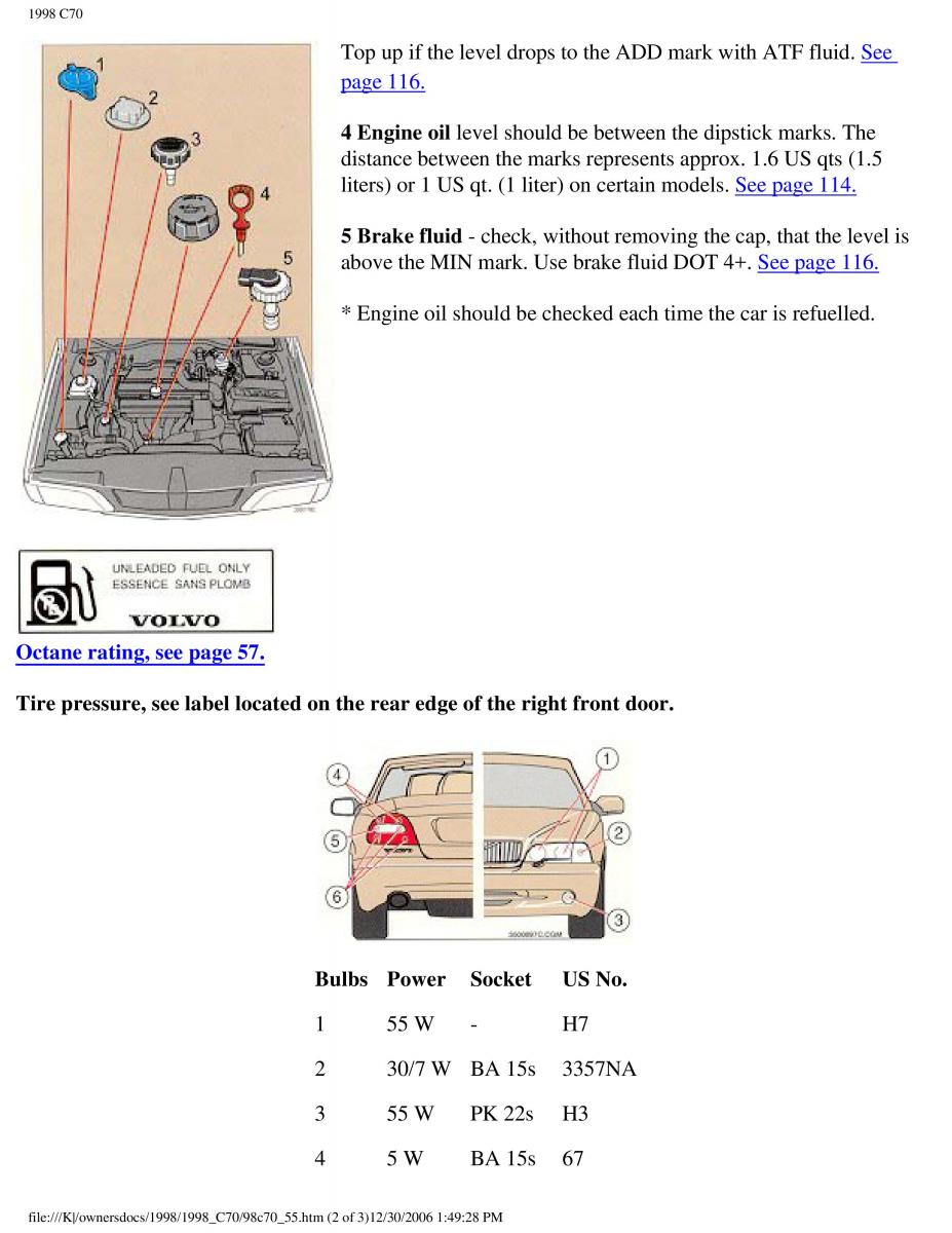 Volvo C70 NI N1 owners manual / page 227