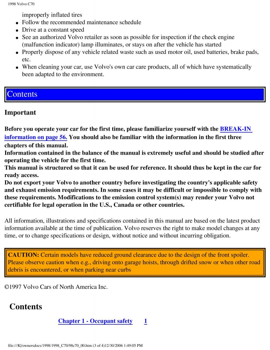 manual  Volvo C70 NI N1 owners manual / page 3