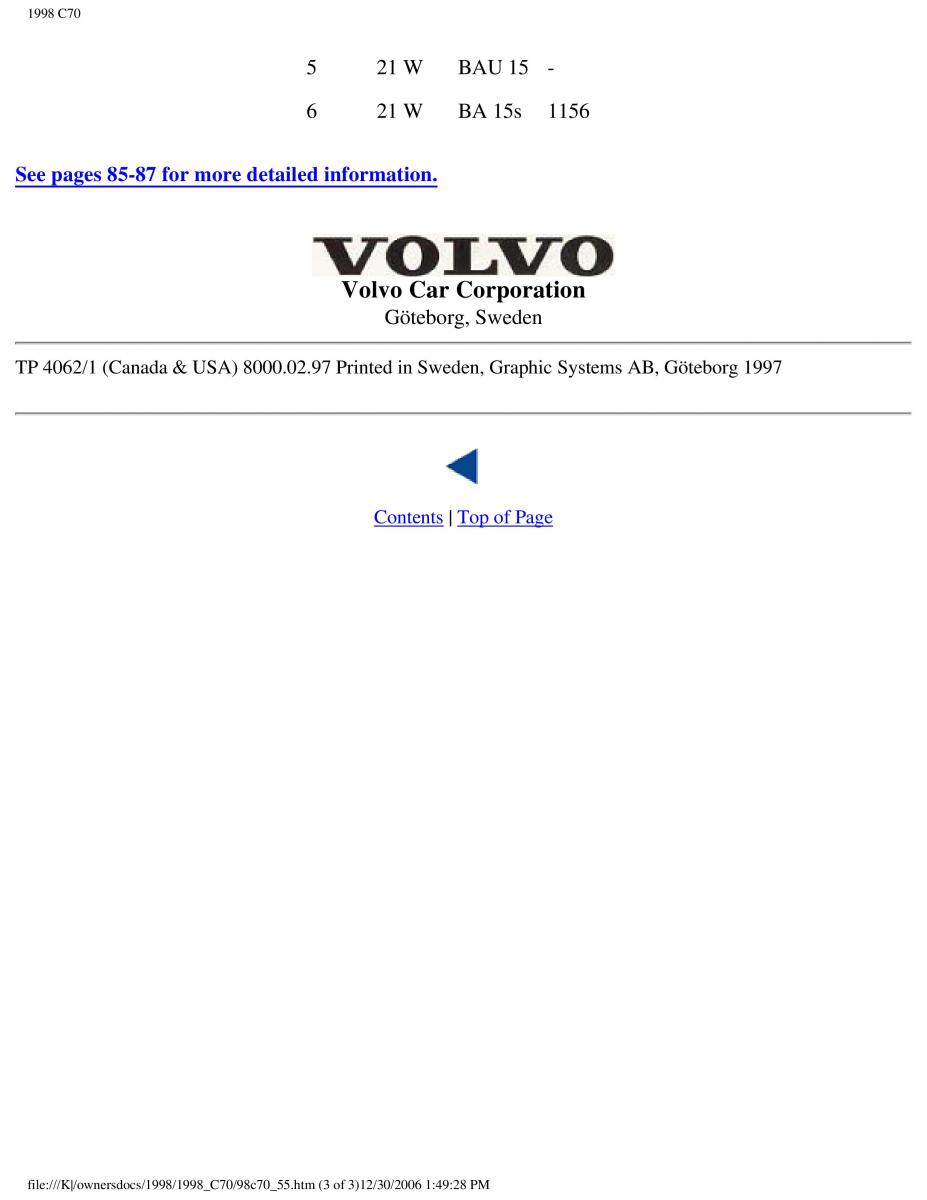 Volvo C70 NI N1 owners manual / page 228