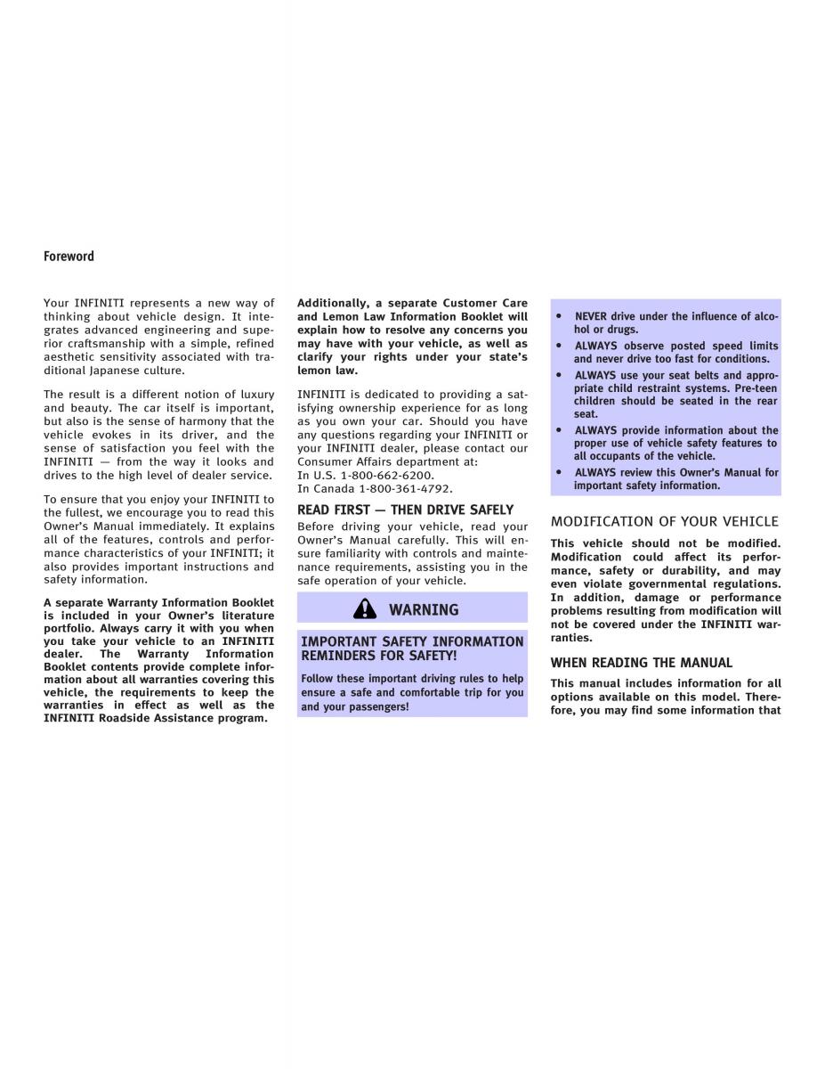 Infiniti Q45 III 3 owners manual / page 1