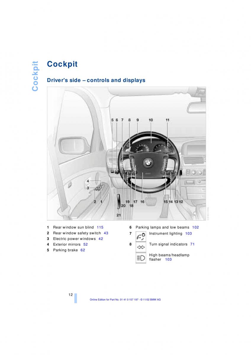 BMW 7 E65 owners manual / page 14