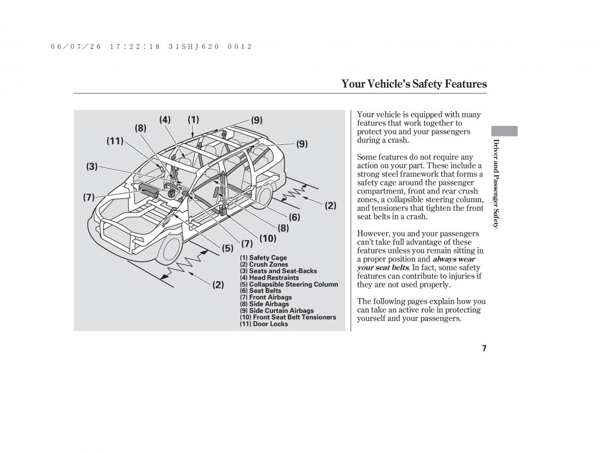manual  Honda Odyssey III 3 owners manual / page 13