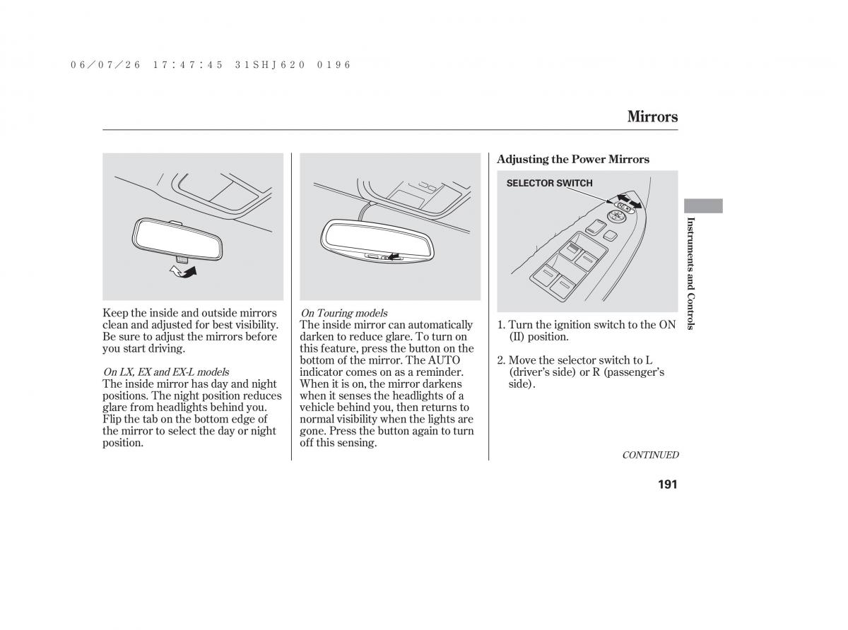 Honda Odyssey III 3 owners manual / page 197