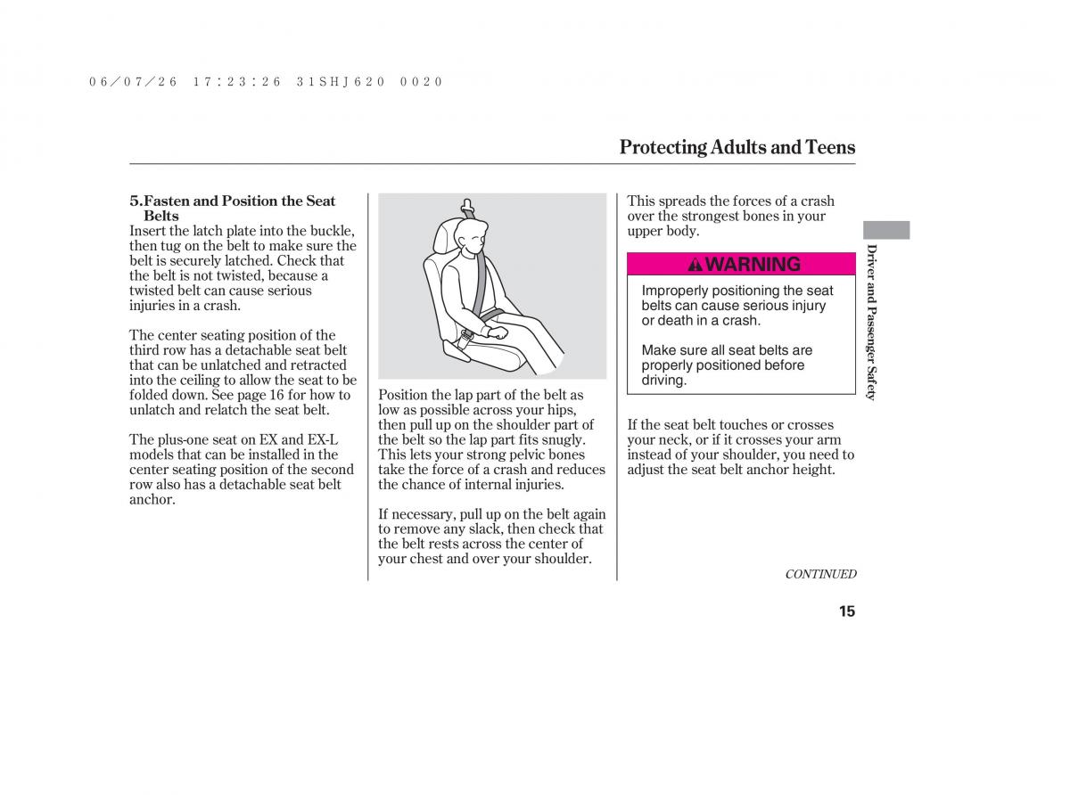 manual  Honda Odyssey III 3 owners manual / page 21