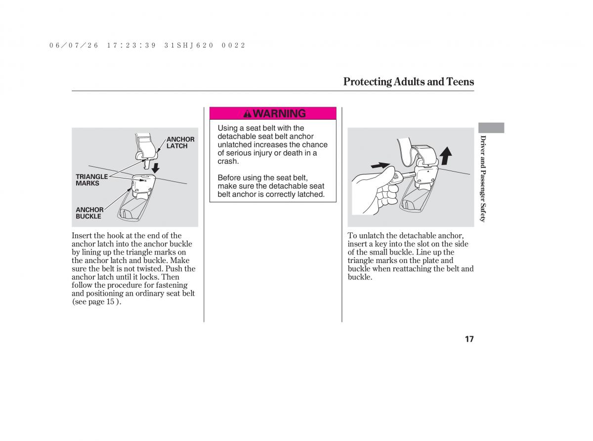 Honda Odyssey III 3 owners manual / page 23