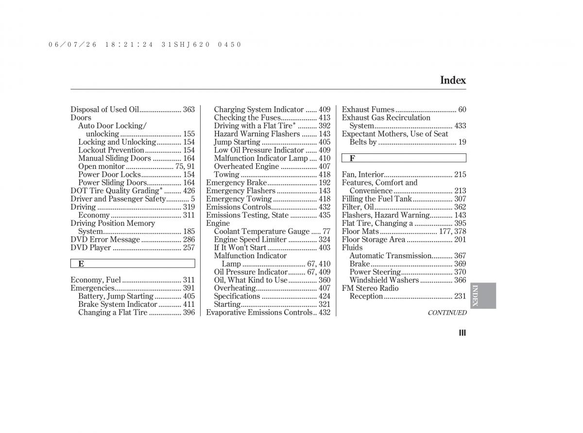 Honda Odyssey III 3 owners manual / page 451