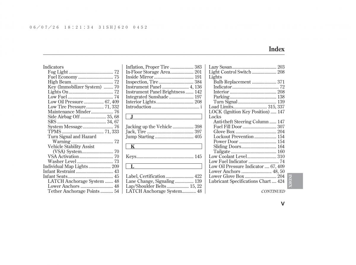 Honda Odyssey III 3 owners manual / page 453