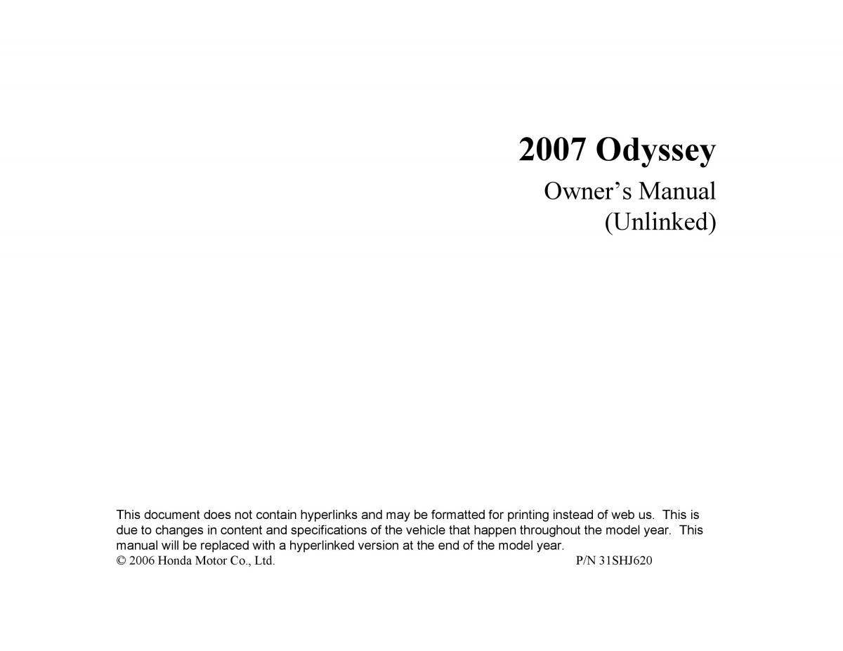 Honda Odyssey III 3 owners manual / page 1