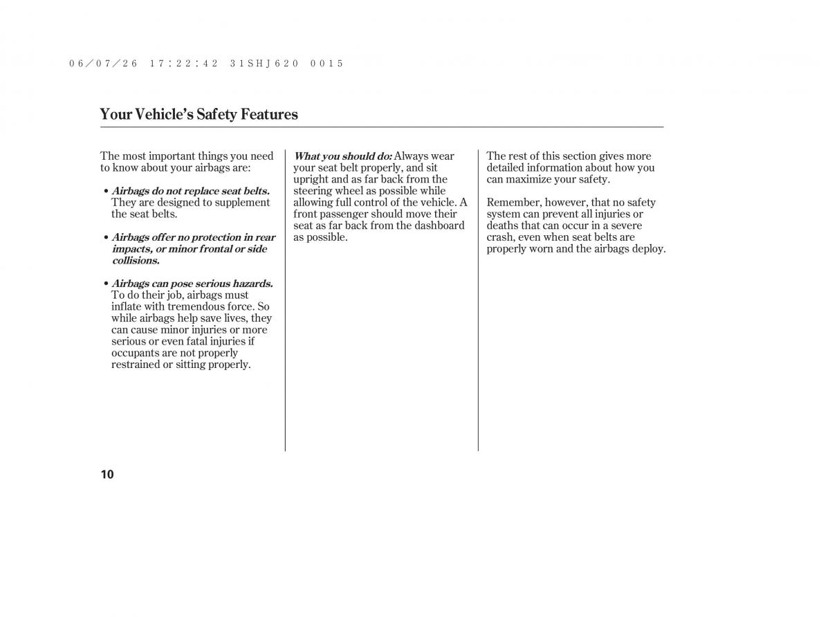 Honda Odyssey III 3 owners manual / page 16