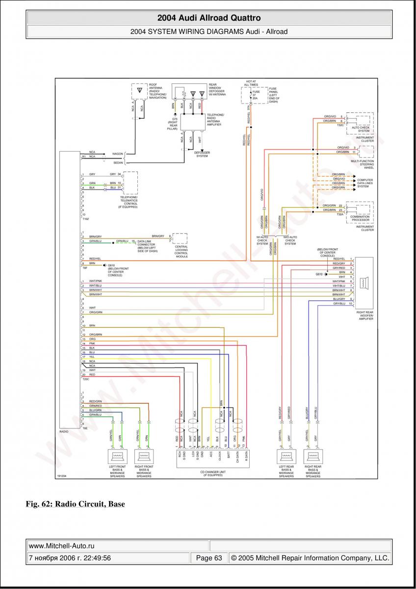 Audi A6 Allroad C5 Quattro wiring diagrams / page 63