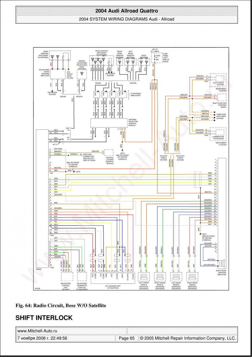 Audi A6 Allroad C5 Quattro wiring diagrams / page 65