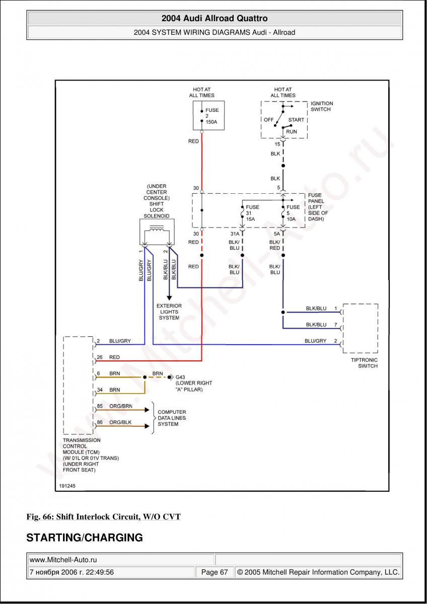 Audi A6 Allroad C5 Quattro wiring diagrams / page 67