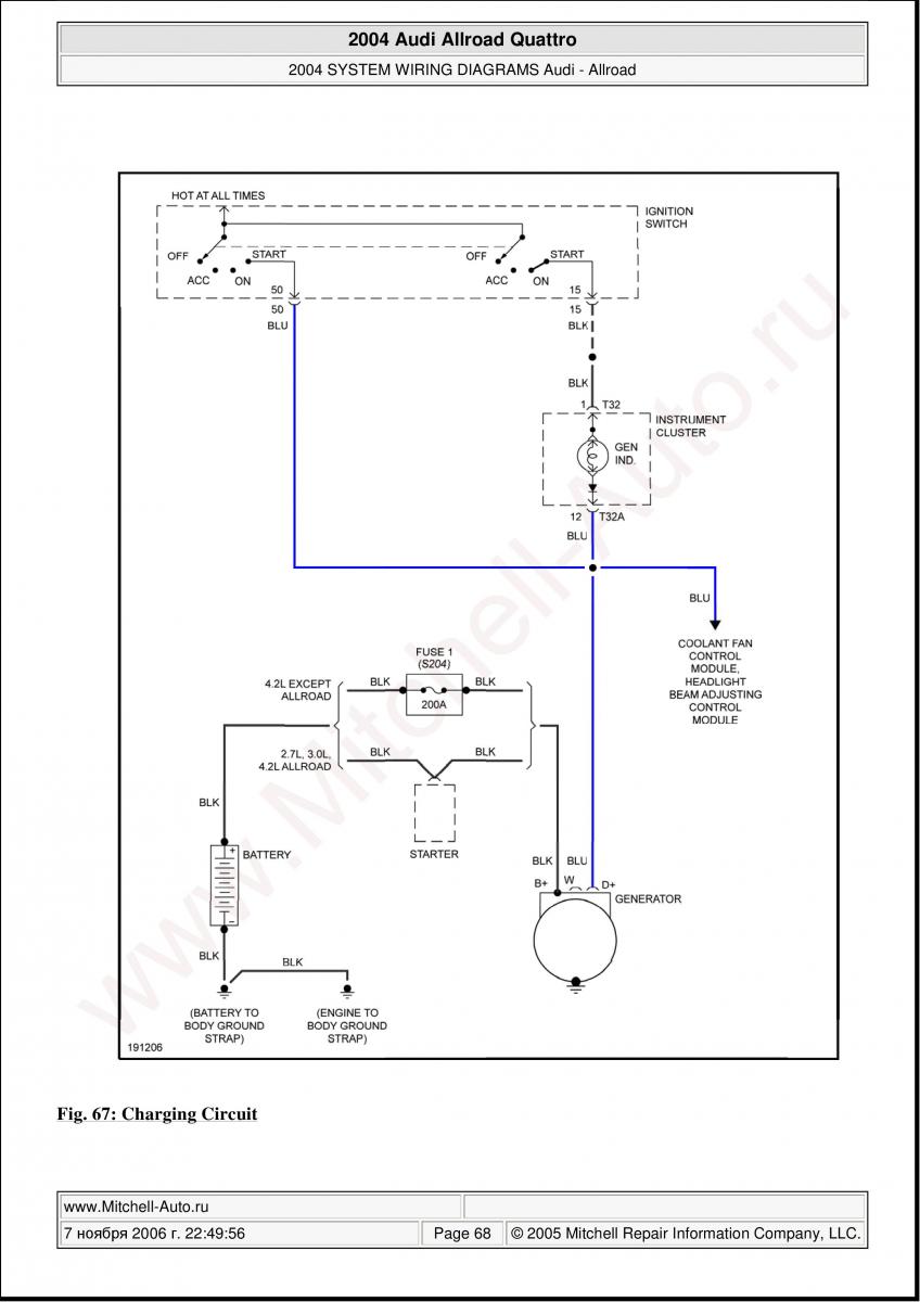 Audi A6 Allroad C5 Quattro wiring diagrams / page 68