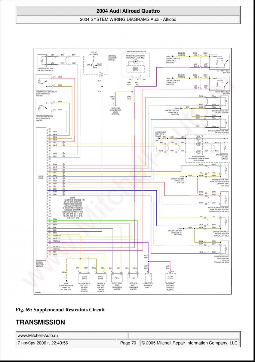 Audi A6 Allroad C5 Quattro wiring diagrams / page 70