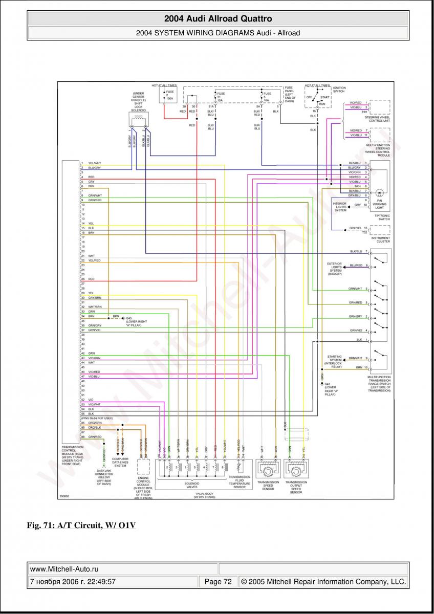Audi A6 Allroad C5 Quattro wiring diagrams / page 72