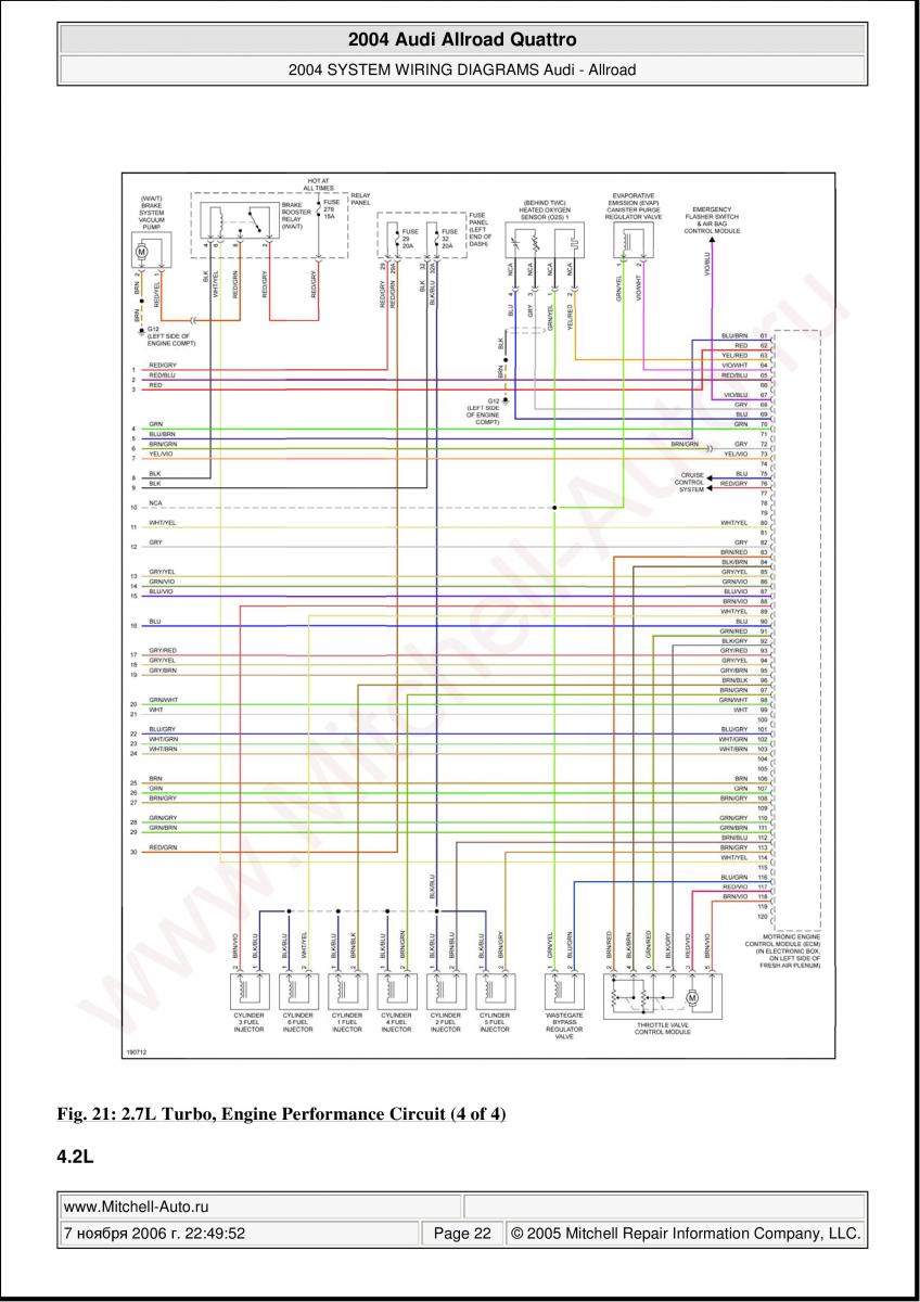Audi A6 Allroad C5 Quattro wiring diagrams / page 22