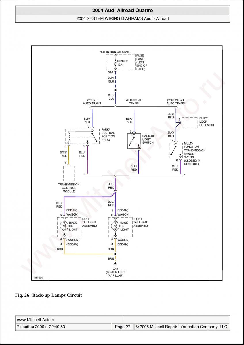 Audi A6 Allroad C5 Quattro wiring diagrams / page 27